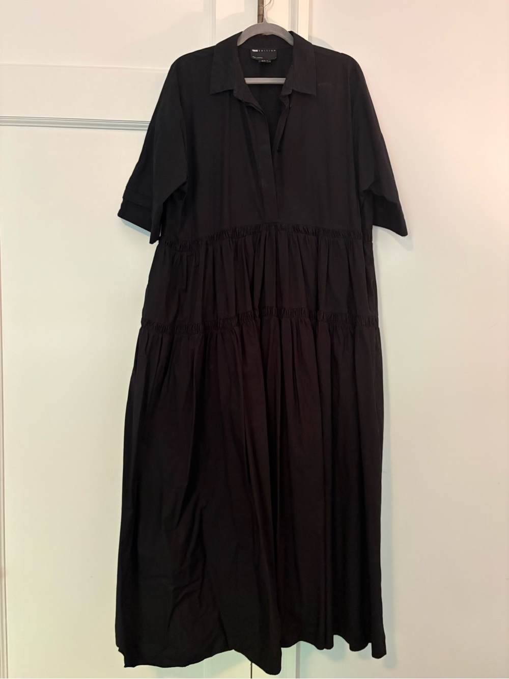 ASOS Black Tiered Collared Maxi Dress